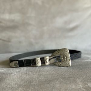 FREE PEOPLE Celina Croc Embossed Leather Belt